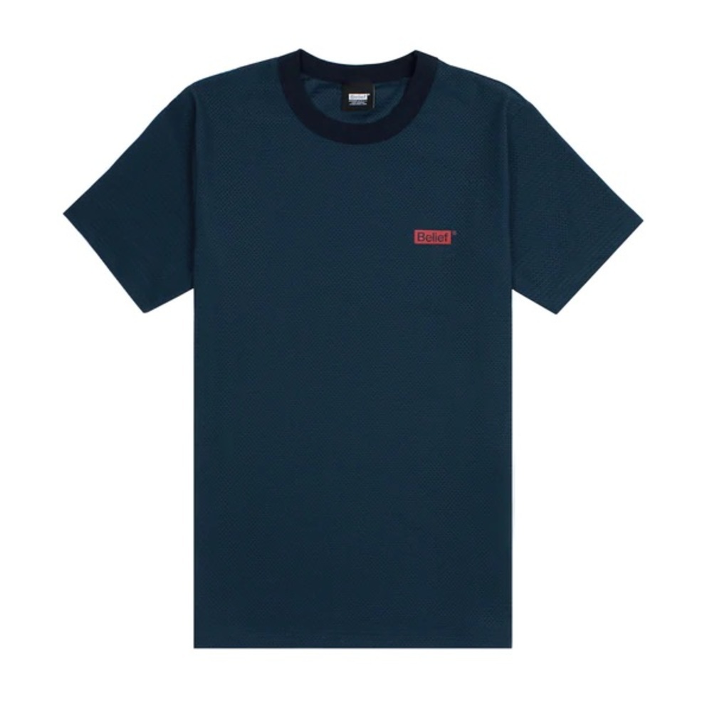 Belief NYC Box Logo Mesh Tee Dark Teal For Men Size Small
